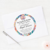 Moderne bloemen + bladeren scrub / body boter labe ronde sticker (Envelop)