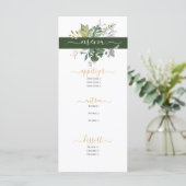 Moderne Bloemen | Blauw & Groen BRUILOFT Menu (Staand voorkant)