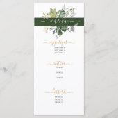 Moderne Bloemen | Blauw & Groen BRUILOFT Menu (Voorkant)