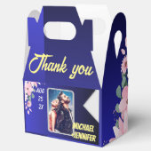Moderne Bloemen Blauw Hemel Custom Photo Wedding Bedankdoosjes (Geopend)