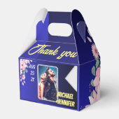 Moderne Bloemen Blauw Hemel Custom Photo Wedding Bedankdoosjes (Voorkant Zijde)