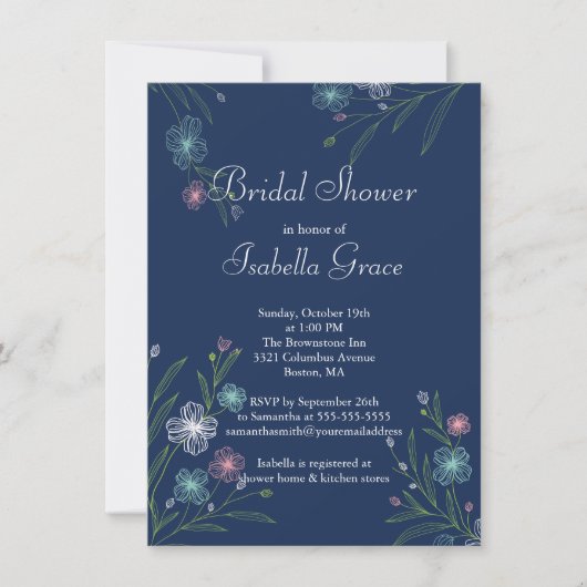 Moderne bloemen bloemen Bridal Shower Invitations Kaart (Voorkant)