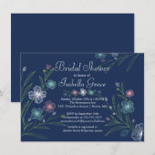 Moderne bloemen bloemen Bridal Shower Invitations Kaart (Voorkant / Achterkant)