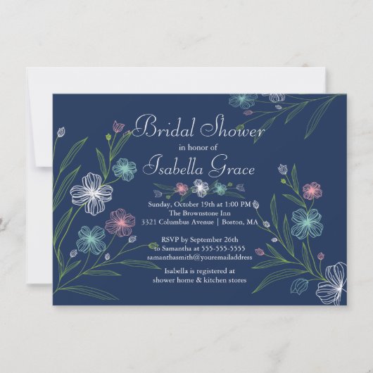 Moderne bloemen bloemen Bridal Shower Invitations Kaart (Voorkant)