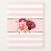 Moderne Bloemen Blush Roze Streep Gepersonaliseerd Planner (Achterkant)