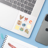 Moderne bloemen Boog en patroon Scrapbooking Sticker (Laptop met iPhone)