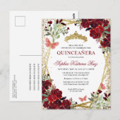 Moderne Bloemen Bourgogne Rode Gouden Tiara Quince Briefkaart (Voorkant / Achterkant)