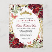 Moderne Bloemen Bourgogne Rode Gouden Tiara Quince Briefkaart (Voorkant)