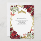 Moderne Bloemen Bourgogne Rode Gouden Tiara Quince Kaart (Achterkant)