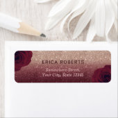 Moderne Bloemen Bourgondië & Roos Gouden Glitter O Etiket (Insitu)