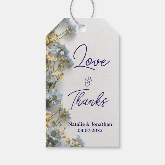 Moderne Bloemen Bruiloft Bedankt Cadeaulabel (Voorkant)