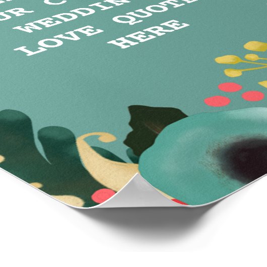 Moderne Bloemen Bruiloft Liefde Quote Print (Hoek)