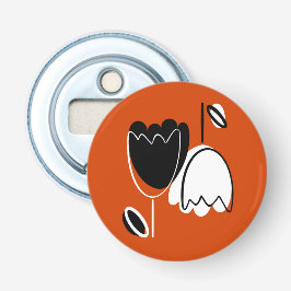 Moderne bloemen button flesopener