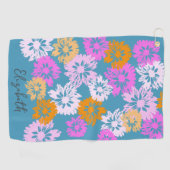 Moderne bloemen cadeau voor haar Lady Golfer aange Golfhanddoek (Horizontaal)