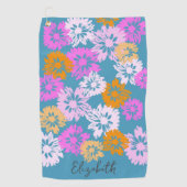 Moderne bloemen cadeau voor haar Lady Golfer aange Golfhanddoek (Voorkant)