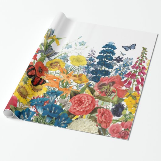 moderne  bloemen cadeaupapier (Uitgerold)