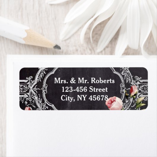 moderne  bloemen Chalkboard bruiloft Etiket (Insitu)