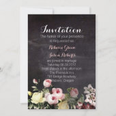 moderne bloemen Chalkboard bruiloft Kaart (Voorkant)