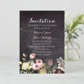 moderne bloemen Chalkboard bruiloft Kaart (Staand voorkant)