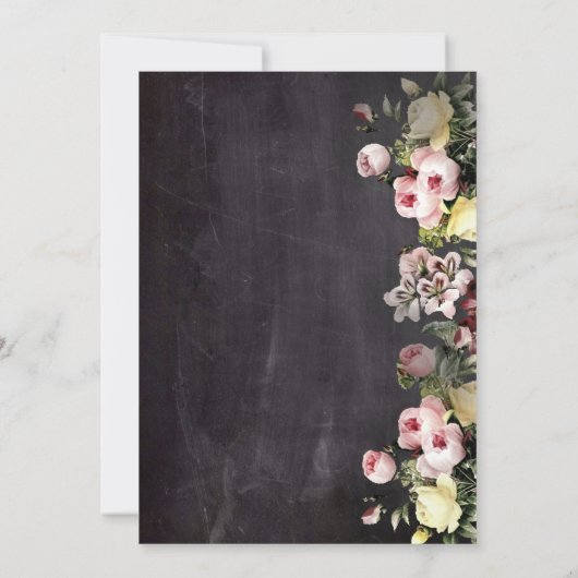 moderne bloemen Chalkboard bruiloft Kaart (Achterkant)