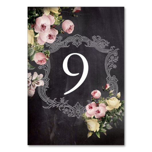 moderne bloemen Chalkboard bruiloft Kaart (Voorkant)
