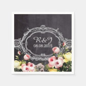 moderne  bloemen Chalkboard bruiloft Servet (Voorkant)