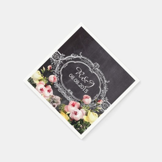 moderne  bloemen Chalkboard bruiloft Servet (Hoek)