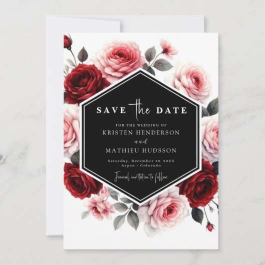Moderne Bloemen Crimson Red Wedding Save The Date (Voorkant)
