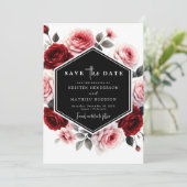 Moderne Bloemen Crimson Red Wedding Save The Date (Staand voorkant)