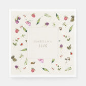 Moderne Bloemen Custom Greenery Bessen Insecten Servet (Voorkant)