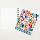 Moderne bloemen Custom naam cover Weekly & Monthly Planner (Display)