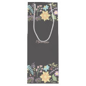 Moderne Bloemen Custom Wedding Favor Wijnzakken Wijn Cadeautas (Voorkant)