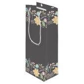 Moderne Bloemen Custom Wedding Favor Wijnzakken Wijn Cadeautas (Voorkant Gekanteld)