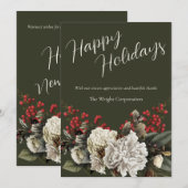 Moderne Bloemen Elegante Bedrijfsnaam Feestdagenkaart (Voorkant / Achterkant)