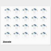 Moderne Bloemen Elegante Dusty Blue Wedding Ronde Sticker (Vel)