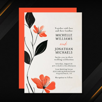 Moderne Bloemen Elegantie met Bold Blooms Wedding Kaart