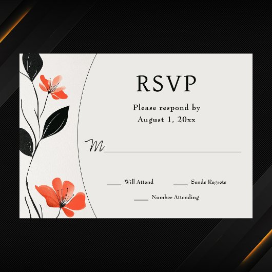 Moderne Bloemen Elegantie met Bold Blooms Wedding RSVP Kaartje