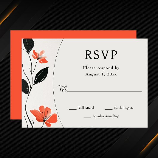 Moderne Bloemen Elegantie met Bold Blooms Wedding RSVP Kaartje