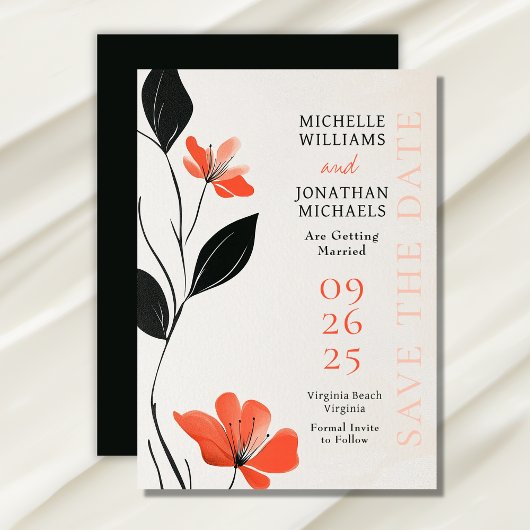 Moderne Bloemen Elegantie met Bold Blooms Wedding Save The Date