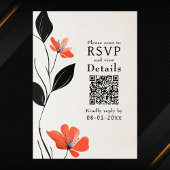 Moderne Bloemen Elegantie Vetgedrukte Bloemen QR C RSVP Kaartje