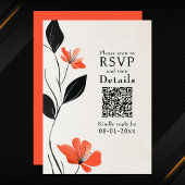Moderne Bloemen Elegantie Vetgedrukte Bloemen QR C RSVP Kaartje