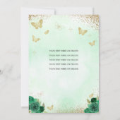 Moderne Bloemen Emerald Groen Goud Tiara Quinceañe Kaart (Achterkant)