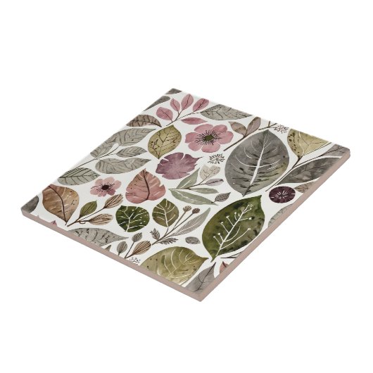  moderne bloemen en bladeren tegeltje (Zijkant)