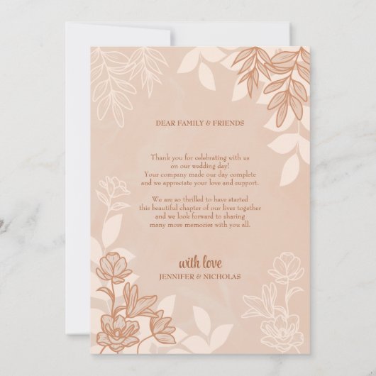Moderne bloemen en bladeren voor bruiloft bedankkaart (Achterkant)