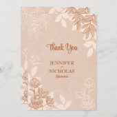 Moderne bloemen en bladeren voor bruiloft bedankkaart (Voorkant / Achterkant)