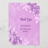 Moderne bloemen en bladeren voor bruiloft bedankkaart (Voorkant / Achterkant)