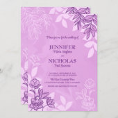 Moderne bloemen en bladeren voor bruiloft kaart (Voorkant / Achterkant)