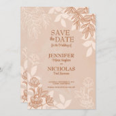 Moderne bloemen en bladeren voor bruiloft kaart (Voorkant / Achterkant)