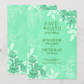 Moderne bloemen en bladeren voor bruiloft kaart (Voorkant / Achterkant)