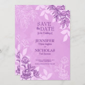 Moderne bloemen en bladeren voor bruiloft kaart (Voorkant / Achterkant)